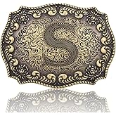 Btilasif Belt Buckles Men Western Cowboy Initial Letters ABCDJMR Mens Texas Rodeo Belt Buckle for Boys Girls