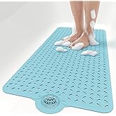 OTHWAY Bath Mat for Tub Non Slip: 39" X 17" Long Bathtub Mat with Hair Catcher│Big Drain Holes Shower Mats for Inside Shower│