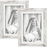 TOFOREVO Picture Frames 5x7 Set of 2 Distressed White Wood Grain Photo Frame for Gallery Wall Mounting or Tabletop Display
