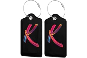 PAZACON 2 Pack Initial Luggage Tags for Suitcase, Colorful Letter Design Cruise Name Bag Tags, Novelty Baggage Identifiers with Full Privacy Cover, Leather ID Label for Women Men Kids Travel, Rainbow Letter K