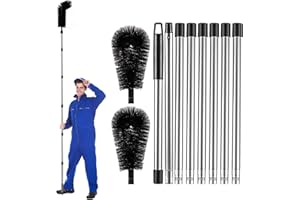 LrqzHsyl Gutter Cleaning Tools from Ground - 10.5FT Long Adjustable Gutter Cleaner & Brush, No Ladder Needed | Rain Gutter Cleaning Tool Makes it Easy To Clean Leaves, Branches And Debris from Gutters