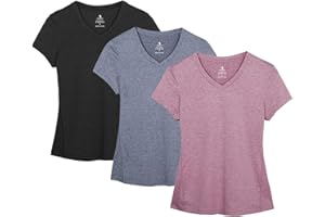 icyzone Workout Shirts Yoga Tops Activewear V-Neck T-Shirts for Women Running Fitness Sports Short Sleeve Tees