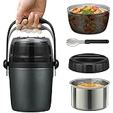 Elipark Soup Thermo for Hot Food Adults & Kids 32oz Lunch Containers Wide Mouth, Insulated Food Jar 100% Leak-Proof Double-Layer Stainless Steel Lunch Box with Spoon BPA Free (Black)