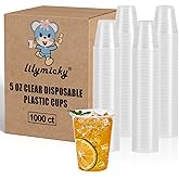 Lilymicky 1000 PACK 5 oz Clear Plastic Cups, Small Disposable Drinking Cups, 5 Ounce Clear Beverage Tumbler for Tasting, Drinking, and Party