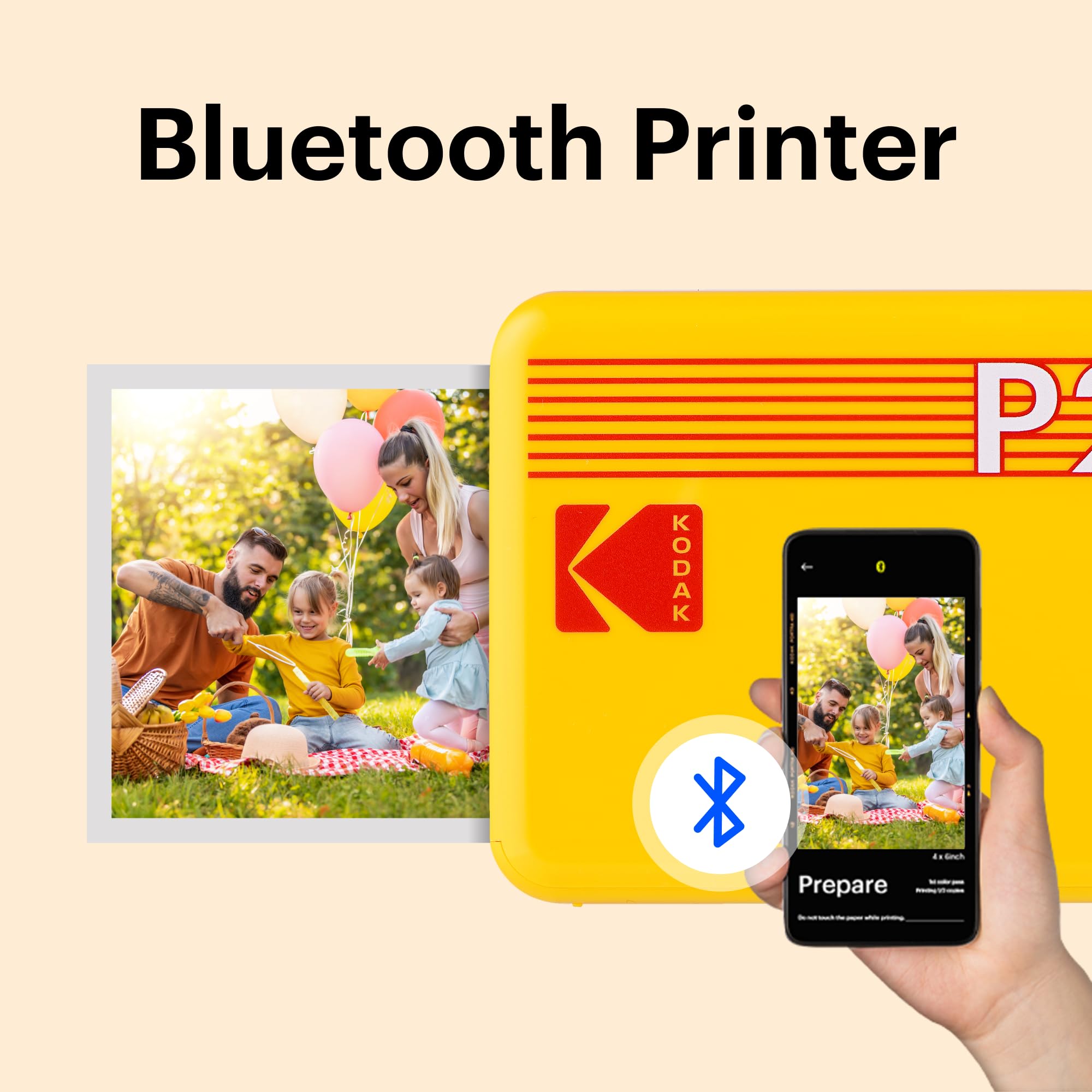 Kodak Mini 2 Retro 4PASS Portable Photo Printer, 2.1x3.4 inches, 38 Sheets Bundle, White