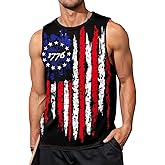 AOBUTE Mens 4th of July Tank Top Patriotic American Flag Sleeveless Muscle Shirt