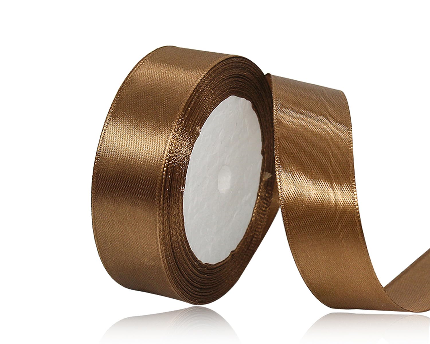 Chocolate Satin Ribbon 25mm, 22 Meters Chocolate Fabric Ribbons for Gift Wrapping, Crafting, Hair Bows, Sewing, Wreaths, Cakes, Wedding Party and Christmas Decoration — image 1