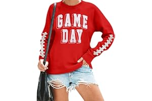 LOTUCY Women Game Day Sweatshirt Football Fan Game Day Shirt Letter Print Long Sleeve Casual Top