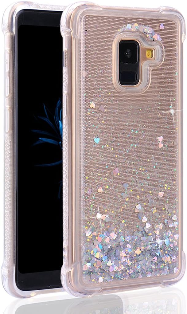 Galaxy A8 2018 Case Glitter, Moon mood Sparkle Clear Soft TPU Silicone Case Gel Transparent Slim Phone Case Liquid Flowing Cover Protective Case Cover Shell Skin for Samsung Galaxy A8 2018/A5 2018