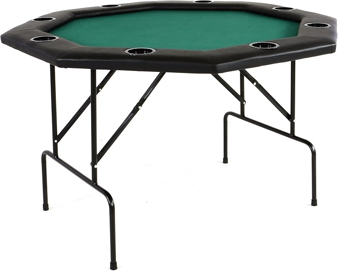 Tavolo Da Poker Pieghevole Ottagonale - Per 8 Giocatori | Verde Con Portabicchieri - Foto 9