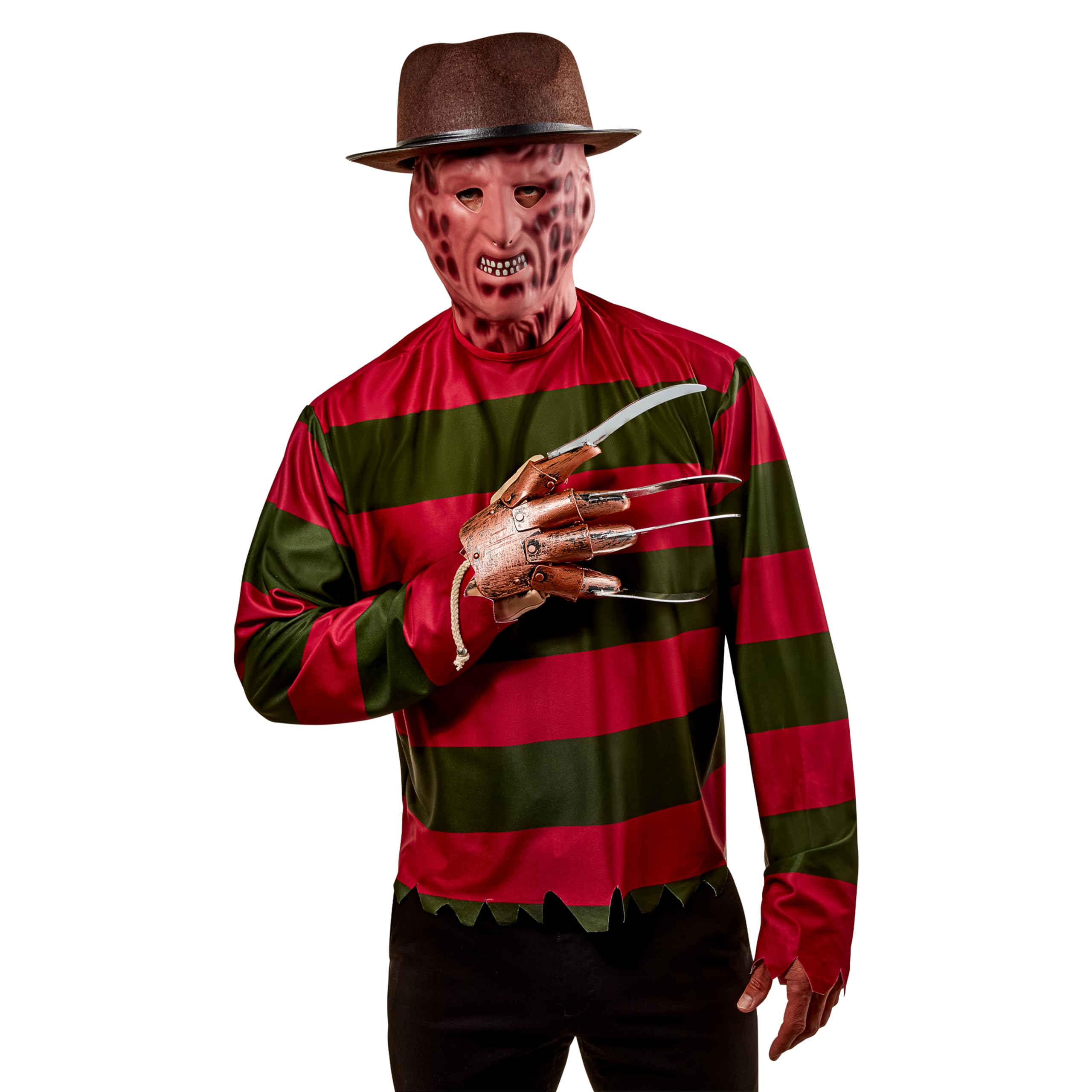 Rubies 881563_XS Nightmare on Elm St Freddy Krueger Costume Shirt With Mask Adult Sized, Multi