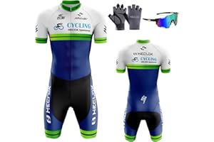 HECLOK Mens Cycling Skinsuit Padded One Piece Trisuit Bike Top Short, Mens Pro Trisuit Triathlon Suit,Running Swimming