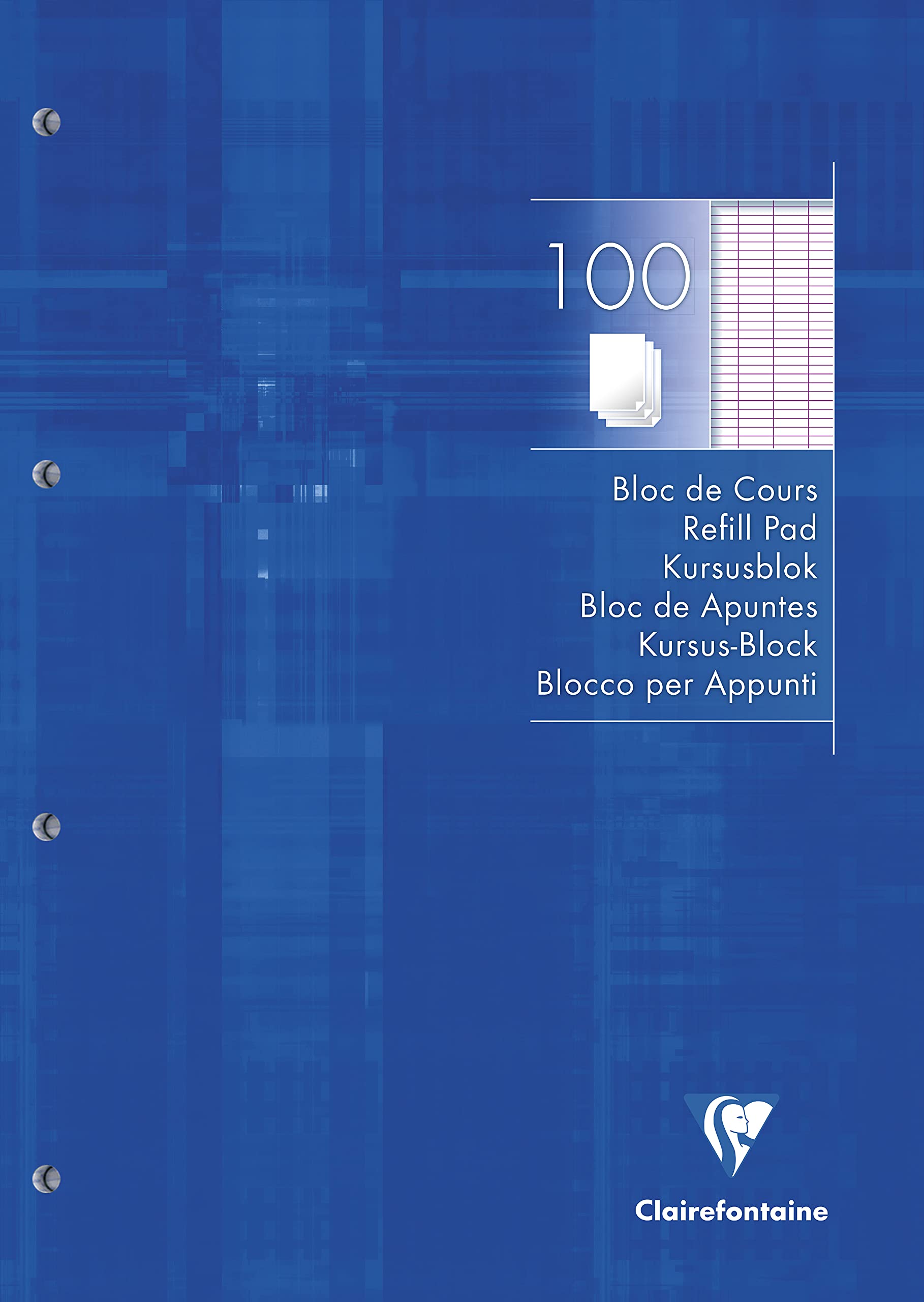 Clairefontaine 5819C - One Klein Blue Perforated Glued on Long Side Pad - A4 21x29.7 cm - 200 Seyes Ruled Pages - 90 g White Paper - Laminated Card Cover