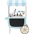 Teamson Kids My Little Helper Ice Cream Cart with Pretend Money, Colorful Magnetic Ice Cream Scoops and Chalkboard Panel, Blue/White