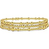 A Golden Cloud Gold Bracelet For Women Non Tarnish Dainty Stack Beads Bracelets Set 18K Gold Filled Stretch Layered Bracelets Trendy Jewelry Gift