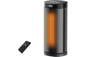Sunnote Space Heater for Indoor Use, 1500W Fast Heating, Electric & Portable Ceramic Heaters with Thermostat, 5 Modes, 24Hrs Timer, 80°Oscillating Room Heater with Remote, Safe for Office Bedroom Use