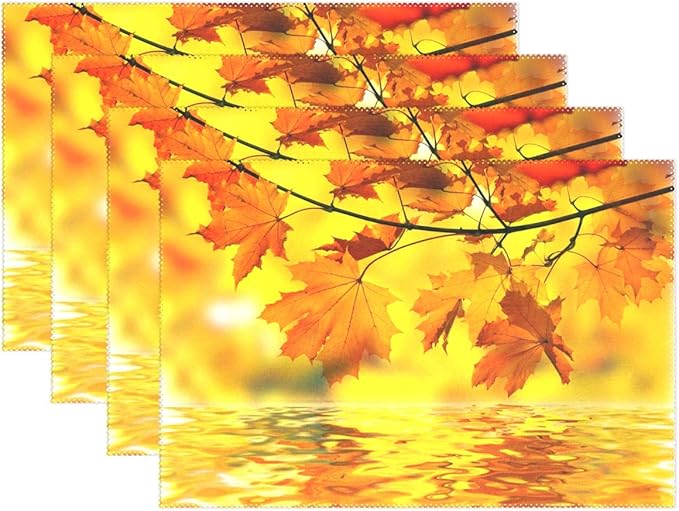 Vantaso Tischsets Set von 6 Herbst-Ahornbaum Abzweig Waschbar