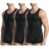 JESIDO 3 Pack Compression Shirt Men Slimming Body Shaper Tummy Control Vest Workout Tank Top Shapewear