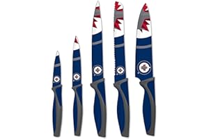 The Sports Vault 7005 NHL Licensed Winnipeg Jets 5-Piece Kitchen Knife Set, One Size, Blue