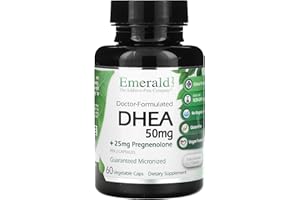ULTRA BOTANICALS Emerald Labs DHEA 50mg - Adrenal Support Supplement to Help Hormone Balance* - Includes DHEA - Gluten-Free - 60 Vegetable Capsules (30-Day Supply)