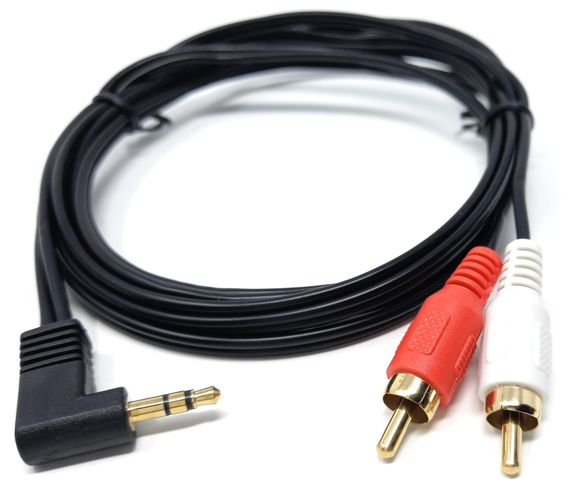 DRUT 2m 3.5mm to RCA Jack Right Angled AUX Stereo Audio Cable Gold Plated Connectors 6.5ft