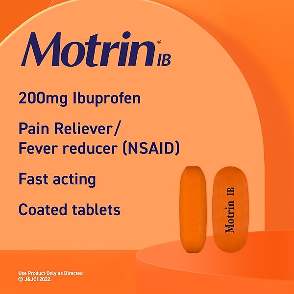 MOTRIN IB, IBUPROFEN 200MG TABLETS, NSAID PAIN & FEVER RELIEVER FOR HEADACHE, BACKACHE, MUSCULAR ACHES, ARTHRITIS PAIN RELIEVER, 50 TRAVEL PACKETS OF 2, 100 CT
