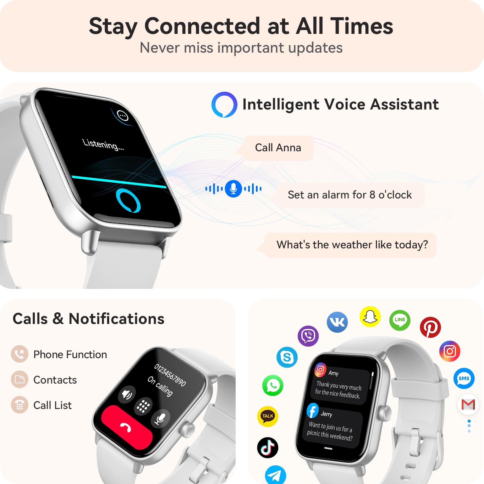 Gydom Smart Watches for Women Men [Alexa Built-in, 1.8