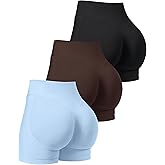 OLCHEE Womens Workout Shorts Seamless Scrunch Butt Lifting 3 Pack Yoga Gym Athletic High Waisted Tummy Control Booty 4.1"
