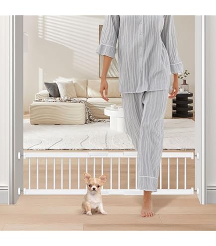 Pressure Mounted Baby Gate White Metal Dog Gate For Small Dogs