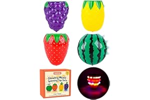 Toupies musicales lumineuses pour enfants – Lot de 4 jouets lumineux sur le thème des fruits avec musique – Cadeaux de Noël e