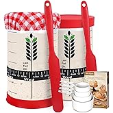 CuteRise Sourdough Starter Jar Kit, 2PACK 40oz Sourdough Starter Jars with Silicone Lids, Cute Cloth Covers, Thermometers, Feeding Time Trackers, Silicone Spatulas, Recipe & Measuring Cups -14PCS
