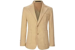 HUEZOE Boys Formal Suit Blazer Two-Button Jacket Coat for Kids School