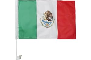 AZ FLAG - Mexico Car Flag 18'' x 12'' - Mexican Car Flags 30 x 45cm - Banner 18x12 INCHES Plastic Stick - Drapeau Mexique