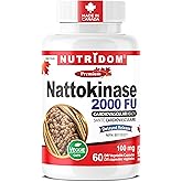 Nutridom Nattokinase 100mg – 2000 FU Enzyme Activity – Cardiovascular Support – Delayed Release – Vegan, Non-GMO, Gluten Free