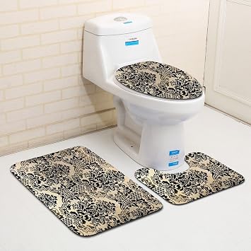 Hongyuanzhang 3 Pcs Europaischen Muster Wc Teppich Set Bad Teppich