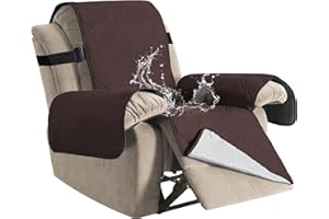 H.VERSAILTEX 100% Waterproof Recliner Chair Covers Washable Recliner Cover for Reclining Chair Non Slip Recliner Slipcovers Seat Width Up to 22" Furniture Protectors for Pets (Recliner, Brown)