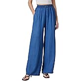 Women's High-Rise Wide-Leg Pull-On Jeans, Elastic Waist, Loose Fit Soft Denim