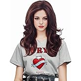 NJJYXH 20 Inches Brown Mixed Blonde 70s 80s Wigs for Women Long Wavy Brunette Wig Synthetic Natural Wig for Vintage Cosplay,Halloween,Daily Use