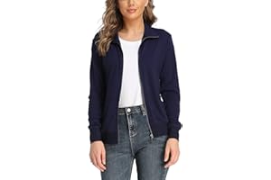 andy & natalie Women's Stand Collar Zip up Long Sleeve Jacket with Pockets Running Sweatshirts Jackets