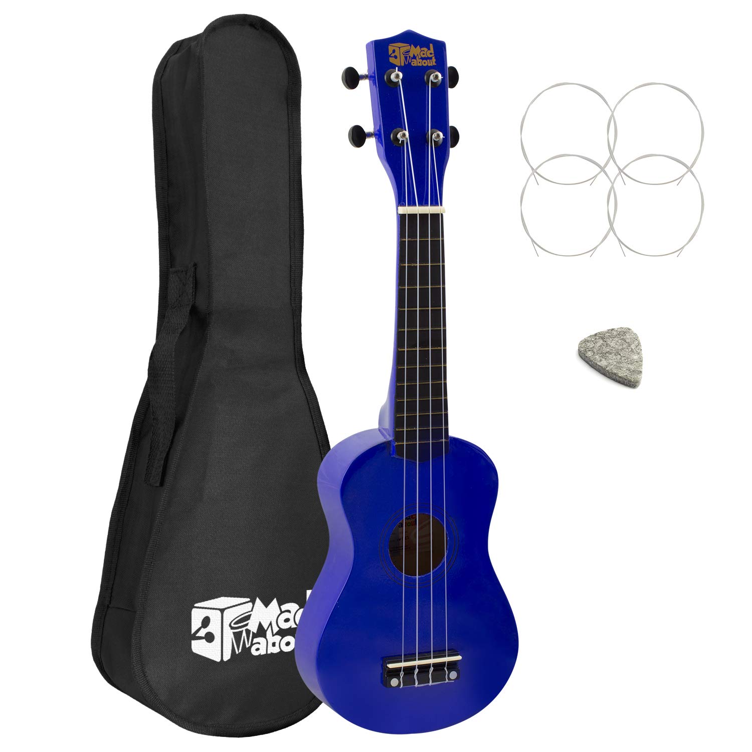 Left Handed Soprano Ukulele for Beginners in Blue with FREE Bag