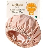 Yanibest Shower Cap for Women Reusable Waterproof,Satin Lined Bath Cap with Soft Elastic Band,Large Washable Hair Caps for Shower