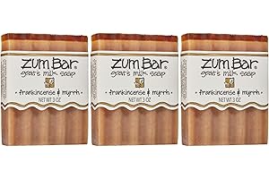 Indigo Wild Zum Goat's Milk Soap Bar - Bar Soap for Hands & Body Made with Essential Oils - 3 oz - Frankincense & Myrrh (3 Pack)