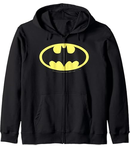 Amazon.com: DC Comics Batman Distressed Logo Zip Hoodie : Clothing