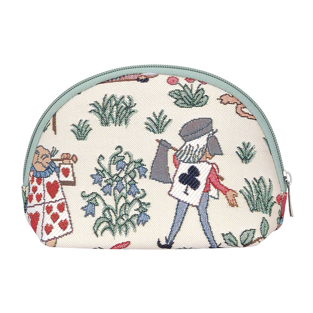 Signare Tapestry Cosmetic Bag Makeup Bag for Women with Garden Flowers and Creatures (Alice in Wonderland, COSM-Alice)