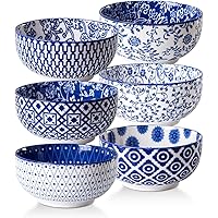 Cerkik Ceramic Soup Bowls Set - 23 Oz Deep Cereal Bowl - 6 Inch Porcelain Salad Bowl for Pasta, Dessert, Ramen - Microwave Di