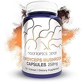 Nootropics Depot Cordyceps Mushroom Capsules | 10:1 Whole Fruiting Body Extract | 250mg | 60 Count | Cordyceps militaris