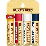Burt's Bees Lip Balm Stocking Stuffer, Moisturizing Lip Care Holiday Gift, 100% Natural, Original Beeswax, Strawberry, Coconu