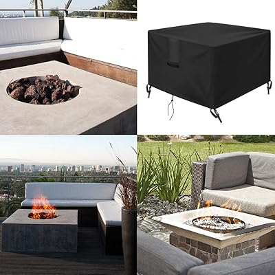 Buy Okpow Fire Pit Cover Square Fits 32 Inch Gas Firepit Premium 600d Heavy Duty Waterproof Rip Proof Patio Outdoor Fire Table Protection Covers Black Online In Poland B08cvs8n16