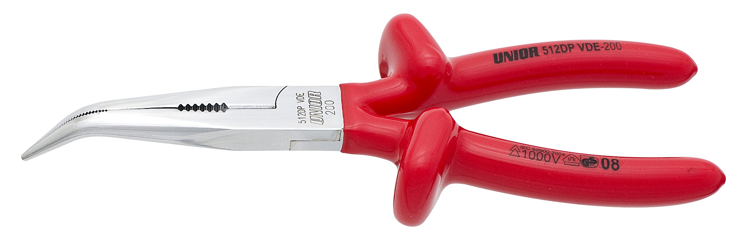 Unior 512/1VDEDP 45 ° Bent 200 mm Long Nose Pliers with Side Cutter and Extra