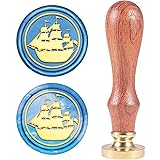CRASPIRE Sailboat Wax Seal Stamp, Vintage Wooden